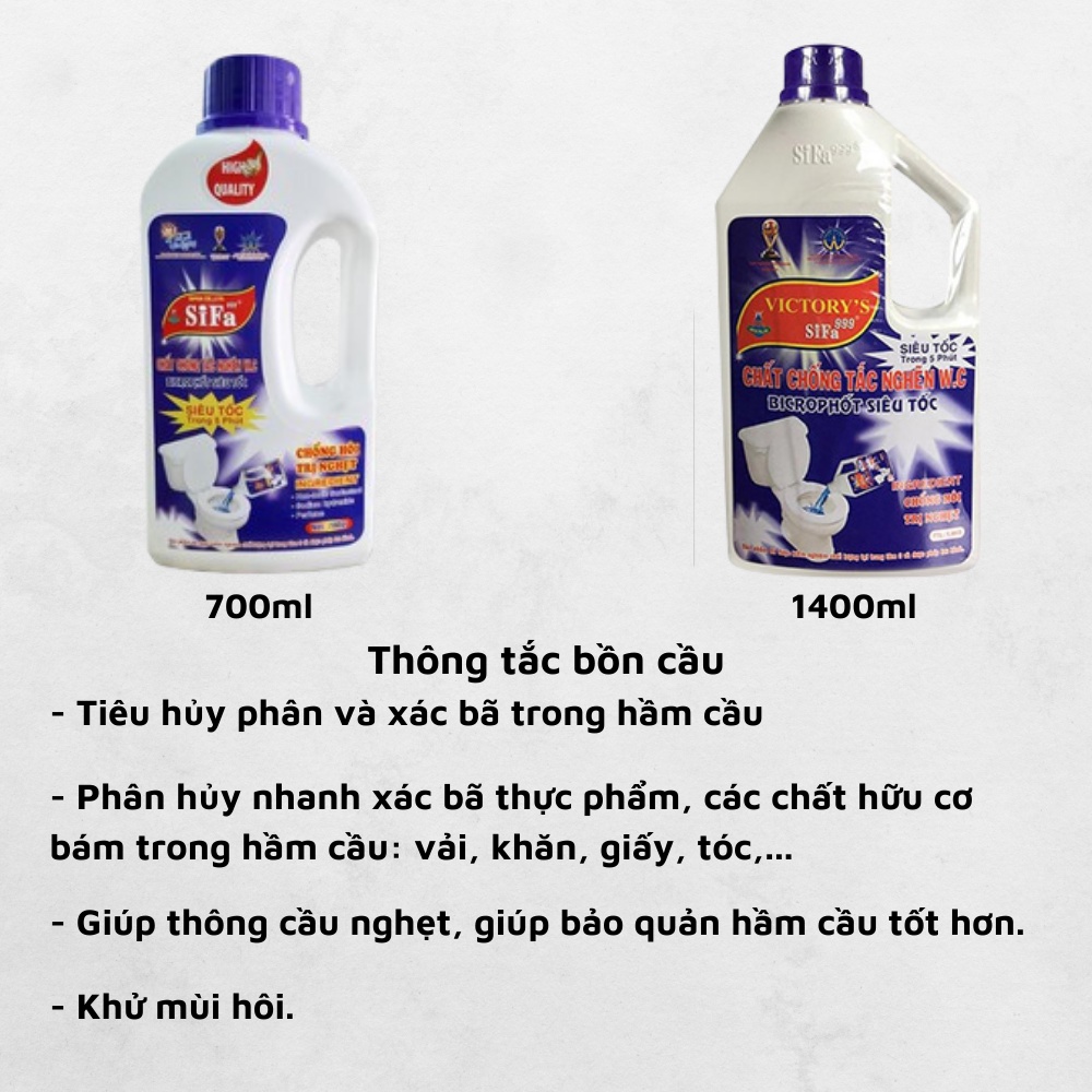 Thông tắc cống, thông tắc bồn cầu, ống thoát nước cực mạnh siêu nhanh 5 phút Sifa 700g/800g chống hôi hiệu quả