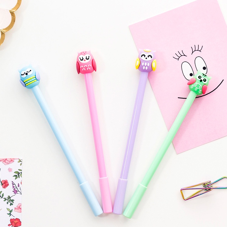 3 Bút Nước Gel Đen Cú Xinh Nhiều Màu