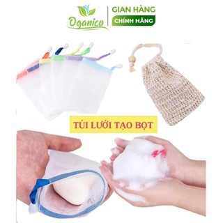 Túi lưới tạo bọt xà phòng / Túi đựng xà bông cục tắm, dày 2 lớp, có dây rút ( 9,5cm * 15cm), dây nhiều màu, bền đẹp