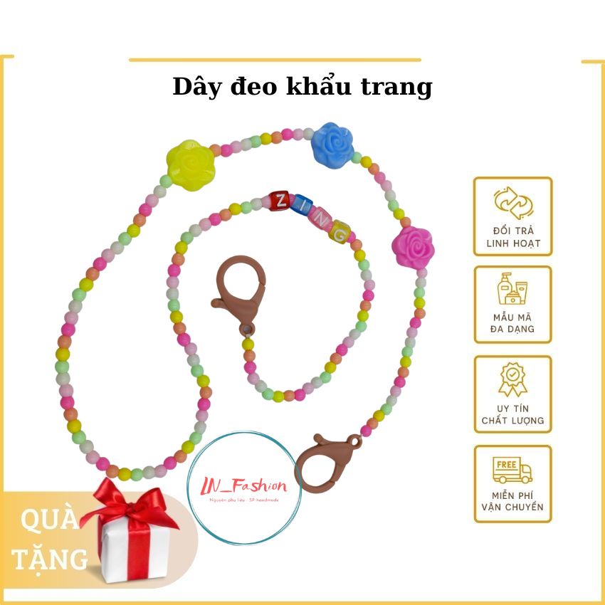 Dây Đeo Khẩu Trang - Dây Đeo Khẩu Trang Cho Bé Hạt Acrylic Phong Cách Hàn Quốc Cute