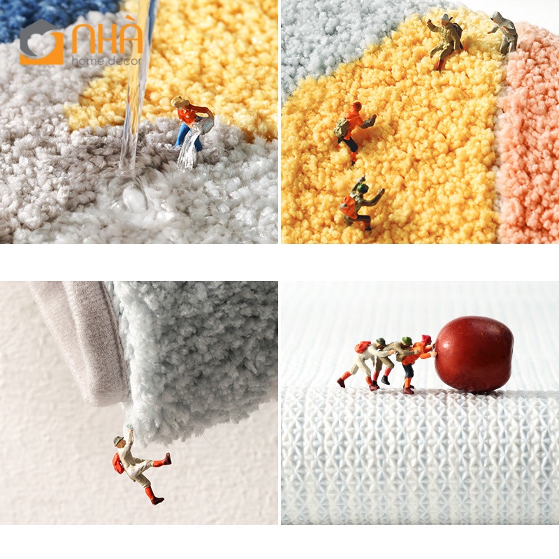 Thảm Lau Chân Cotton Len Thấm Hút Họa Tiết Cầu Vồng Vũ Trụ