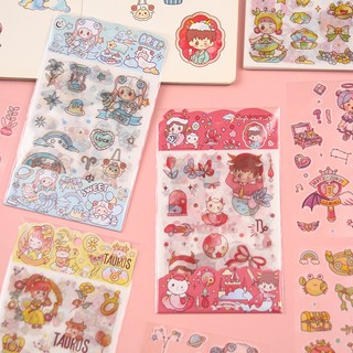 3 Tập 4 Tờ Sticker Dán 12 Cung Hoàng Đạo - Thỏ Hồng VPP
