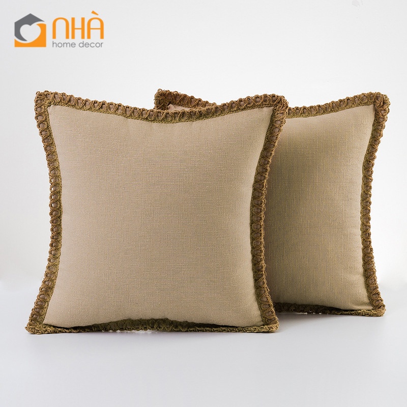 Vỏ Gối Tựa Lưng Gối sofa Bố Dày Viền Sợi Gai Dầu Phong Cách Âu Mỹ