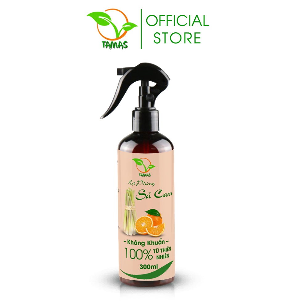 Ảnh Xịt phòng Sả Cam chai 300ml TAMAS, được chiết xuất từ tinh dầu thiên nhiên, an toàn, thư giãn, khử mùi, thơm phòng,... 1