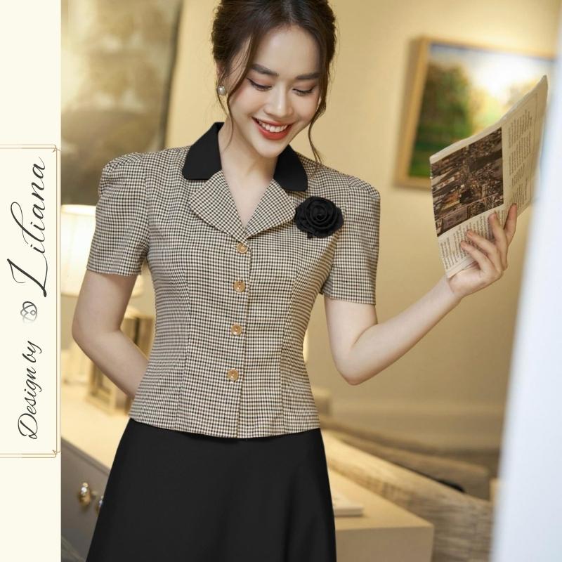 Set áo công sở kèm chân váy xòe hàng thiết kế chất liệu cao cấp Taysport