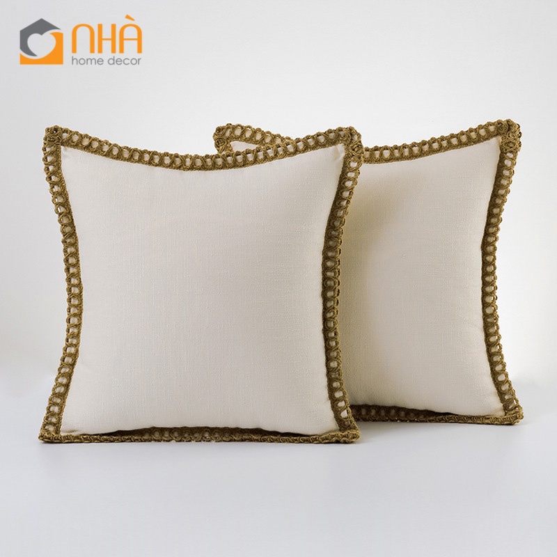Vỏ Gối Tựa Lưng Gối sofa Bố Dày Viền Sợi Gai Dầu Phong Cách Âu Mỹ