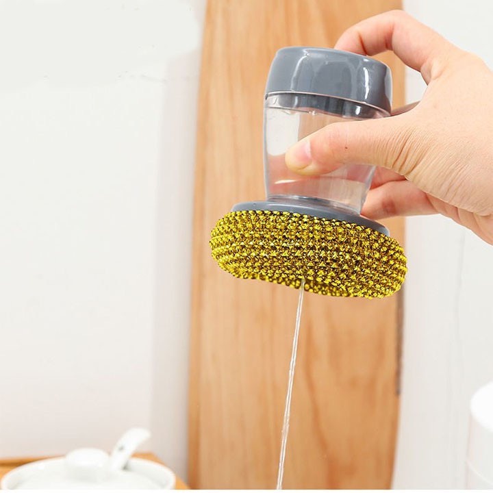 [COMBO 2]Cọ Xoong Nồi Có Tay Cầm Kèm Bình Chứa Dầu Rửa Siêu Tiện Lợi, Búi Cọ Bát Đĩa Đa Năng - Mã: AK589