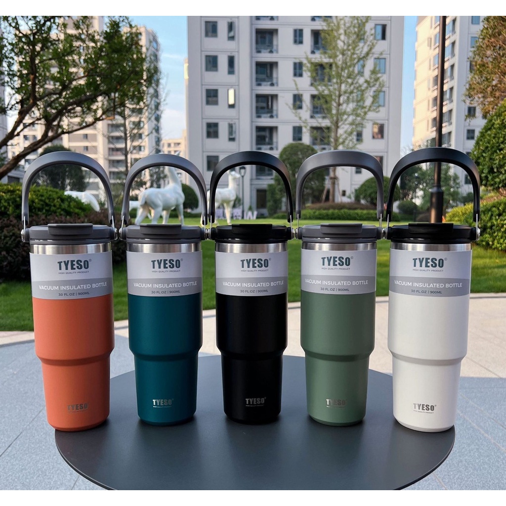Ly Giữ nhiệt Khắc Tên TYESO Kèm Quai Xách, Ống Hút - Dung tích 600ml - 750ml - 900ml | TS-8828