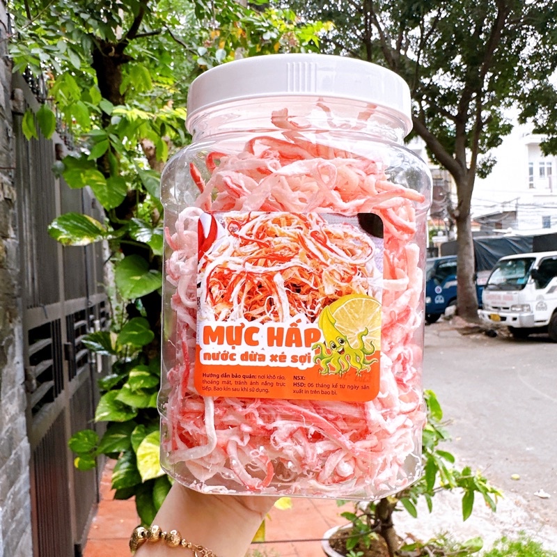 Mực Thái Xé Sợi Hấp Dừa Loại Ngon cao cấp- Hộp 500gr ( Cam Kết không bột)