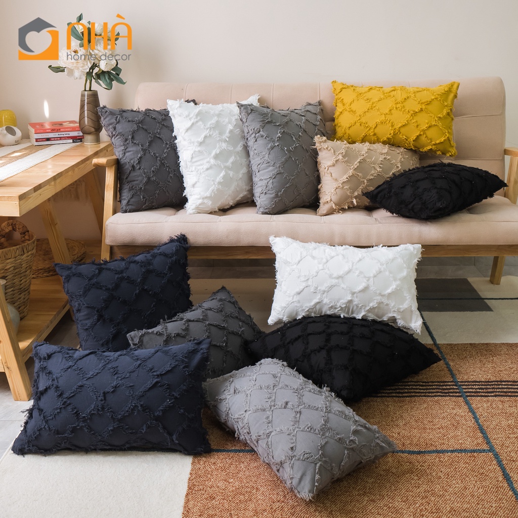 Vỏ Gối Tựa Lưng Gối Sofa Đính Dệt Mạng Lưới Nổi Sang Trọng