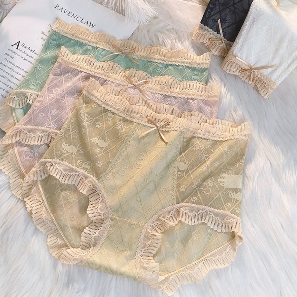 Quần chíp nữ ren lưới sexy ôm dáng đính nơ gợi cảm và quyến rũ LANIXA L096
