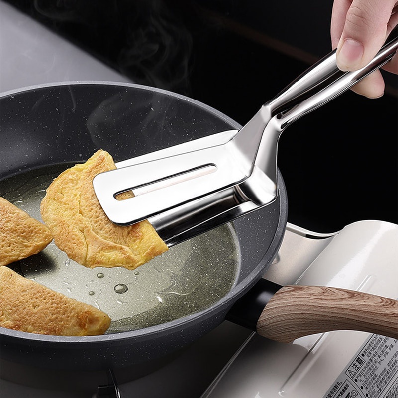 Kẹp nướng lật đa năng BBQ thép không gỉ chịu nhiệt cao dễ làm sạch 90gr màu bạc BINWEE