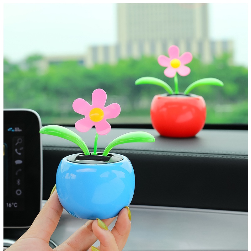 bình hoa lắc lư chạy bằng năng lượng mặt trời trang trí taplo ô tô