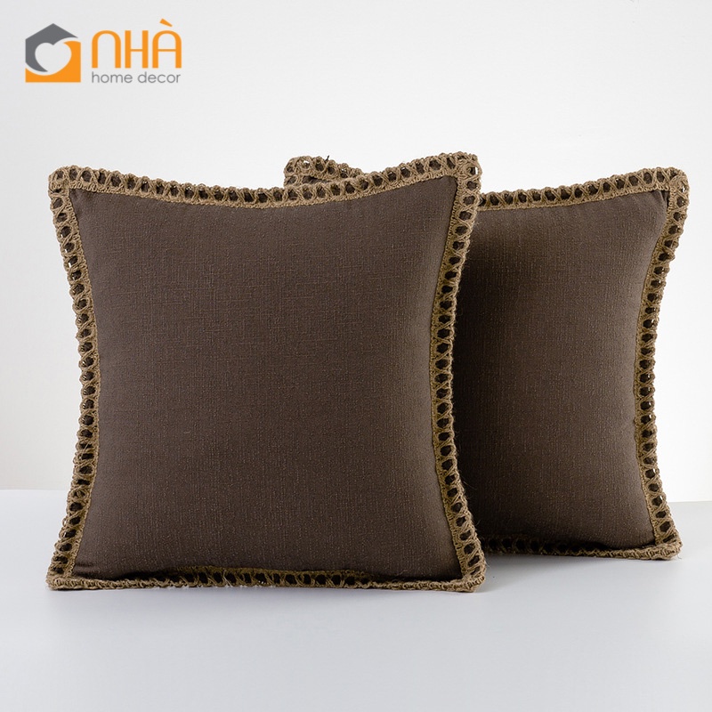 Vỏ Gối Tựa Lưng Gối sofa Bố Dày Viền Sợi Gai Dầu Phong Cách Âu Mỹ