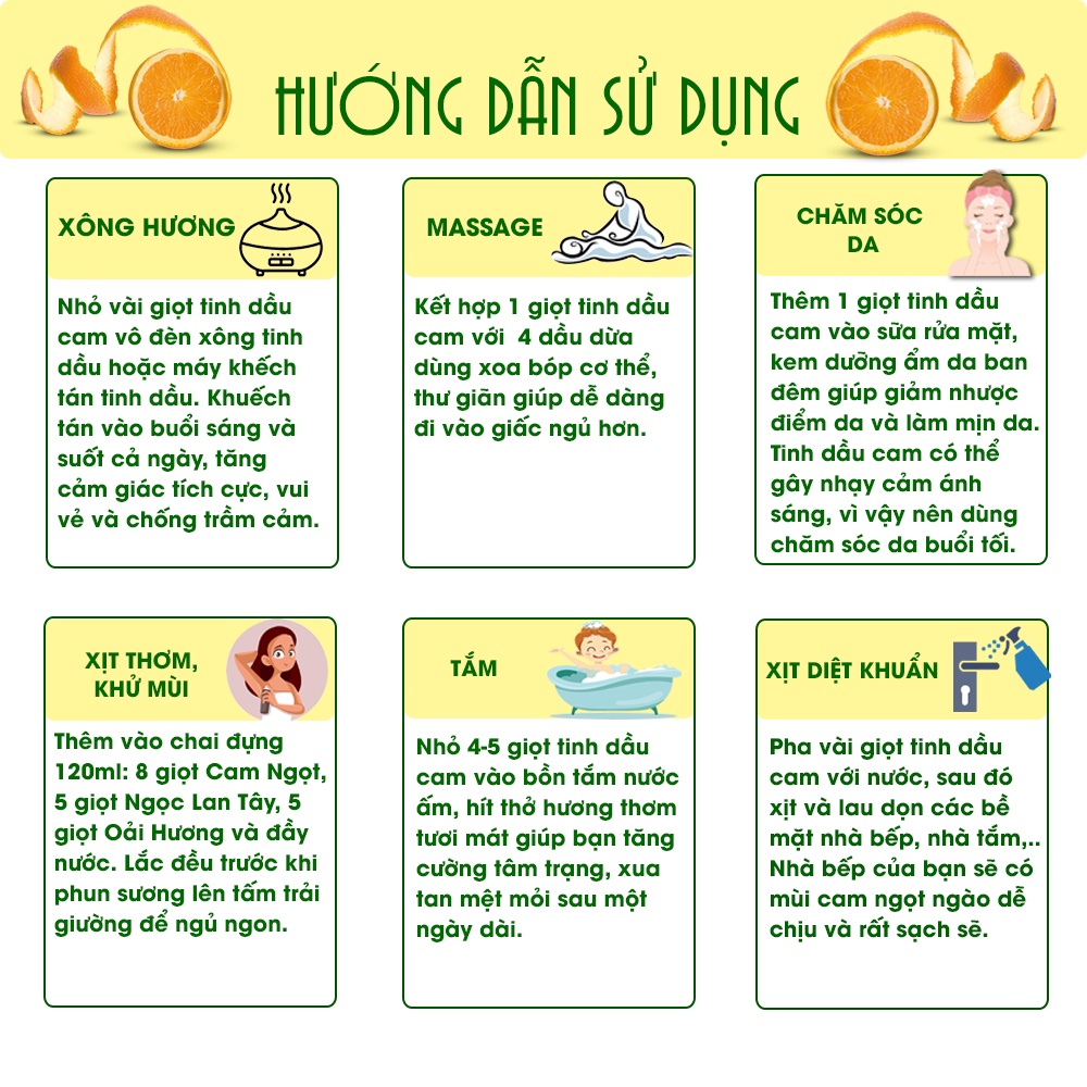 Ảnh Tinh dầu Cam Ngọt nguyên chất TAMAS chai 30ml, dùng cho đèn xông, máy khuếch tán tinh dầu. 3