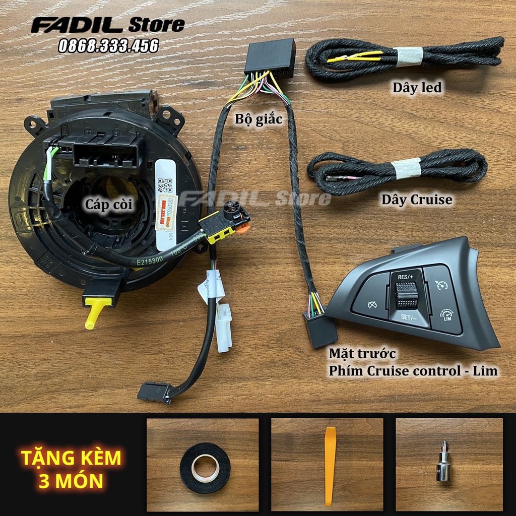 (Có hỗ trợ phần mềm) Combo Cáp còi + Phím Cruise control Lim + Bộ