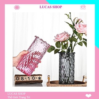 Bình thuỷ tinh cắm hoa cao cấp, decor theo phong cách lọ hoa thuỷ tinh nhiều màu sắc B031
