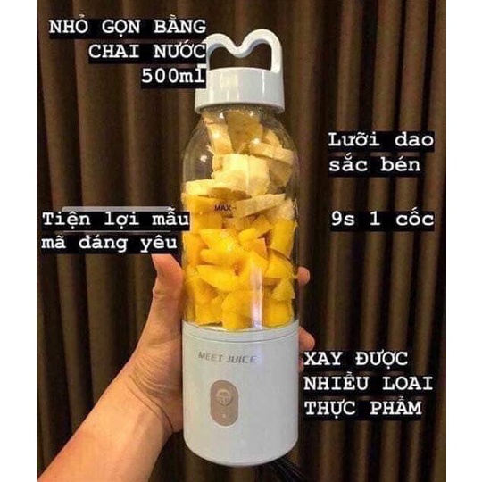 Ảnh Máy xay sinh tố, rau củ cầm tay YOICE MEET JUICE 500ml, 4 lưỡi dao sắc bén cực nhuyễn [HÀNG CHÍNH HÃNG] 3