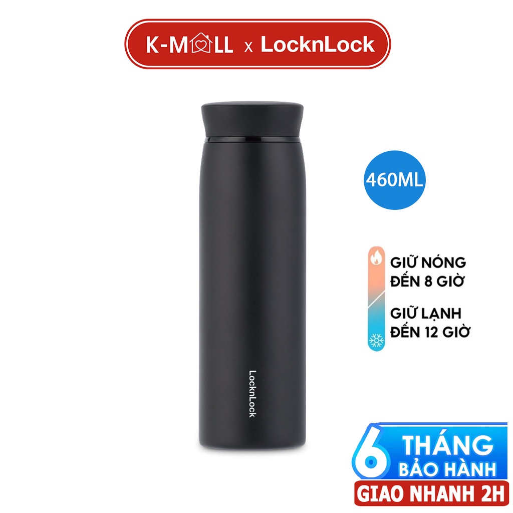 Bình giữ nhiệt LocknLock Feather Light Ring 460ml LHC4244 Màu Đen , có khay lưới lọc trà - K-MALL