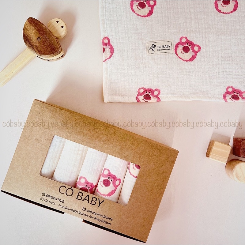 [Cò Baby] SET 6 KHĂN SỮA, KHĂN XÔ CHO BÉ 4 LỚP MUSLIN 100% ORGANIC