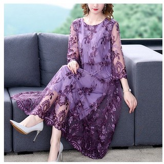 Đầm Voan Trung Niên Dự Tiệc Sang Trọng Quý Phái VH61