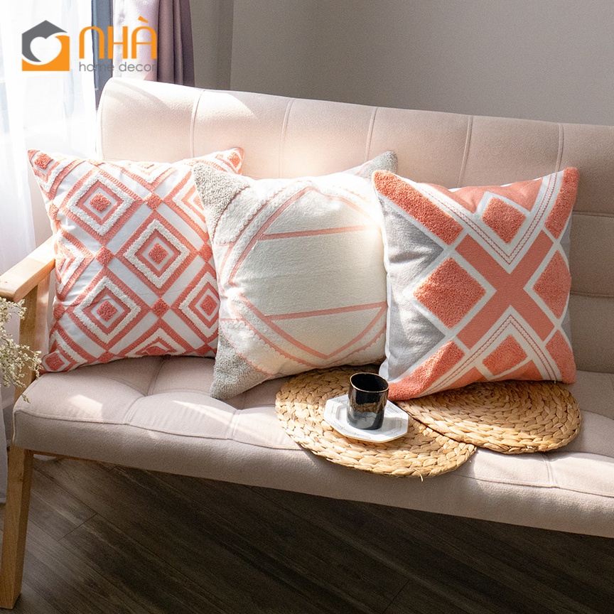 Vỏ Gối Tựa Lưng Sofa Canvas Dệt Nổi Họa Tiết Đặc Sắc Phong Cách Bắc Âu Sang Trọng Cao Cấp