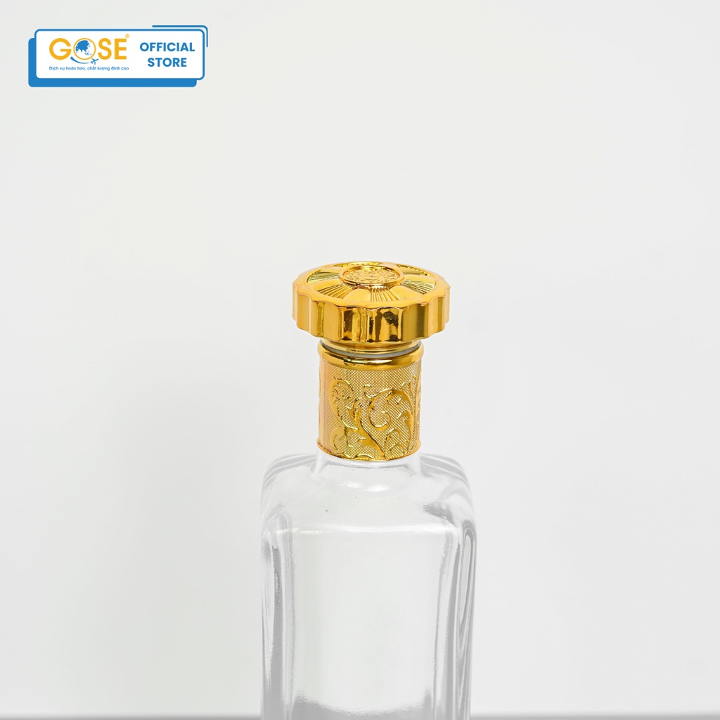 Ảnh Chai thủy tinh đựng rượu 500ml GOSE dáng vuông nắp vàng cao cấp chiết thực phẩm 3