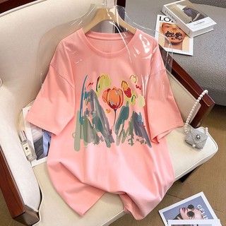 Áo thun HIIXIIVI cotton tay ngắn dáng suông in họa tiết trẻ trung thời trang unisex size 5XL
