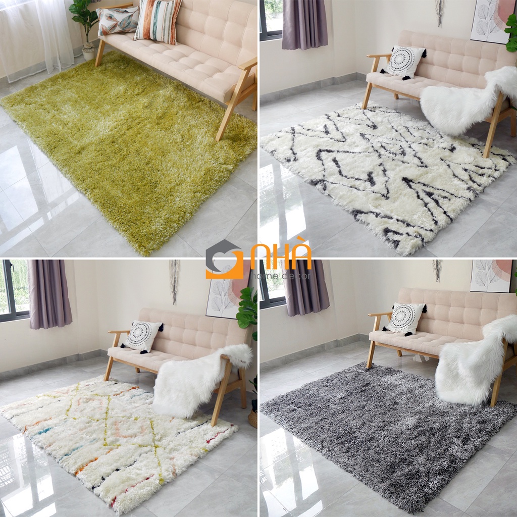 Thảm Trải sàn Lông Sợi Ngắn Thổ Nhĩ Kỳ Dệt Sợi In Caro Xéo cao cấp