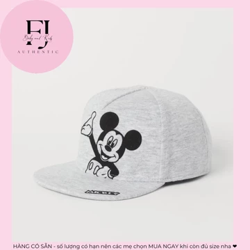 Mũ lưỡi trai trẻ em chính hãng HM, mũ bé trai Mũ lưỡi trai xám mickey, hàng hiệu cho bé