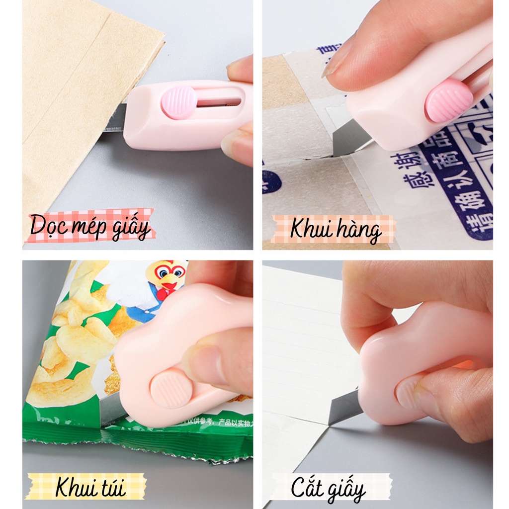 {40 Mẫu} DAO DỌC GIẤY Mini Gắn Charm SANRIO Cute Giá Rẻ Rọc Bút Khui Hàng Trong Suốt Unboxing 1k Peach Home - ảnh 2
