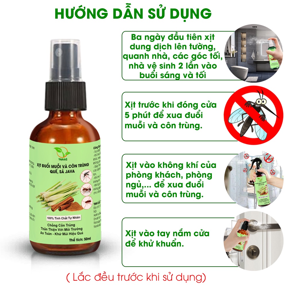Ảnh Xịt đuổi muỗi và côn trùng Quế- Sả Java chai 50ml TAMAS, thơm phòng, thư giãn, xua đuổi muỗi và côn trùng hiệu quả. 2