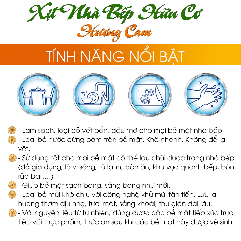 Ảnh Nước lau bếp - Xịt bếp đa năng hữu cơ bồ hòn hương cam TAMAS chai 300ml-500ml giúp làm sạch, khử mùi, khử khuẩn nhà bếp. 2
