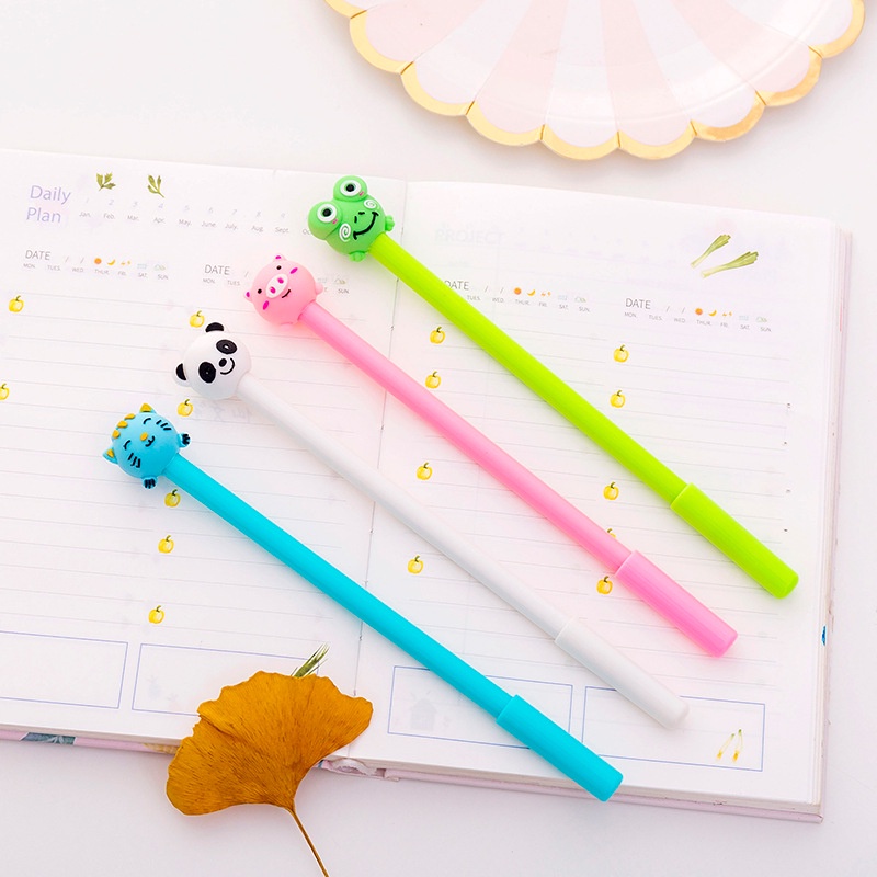 3 Bút Nước Gel Đen Heo Ếch Mèo Gấu Trúc Xinh
