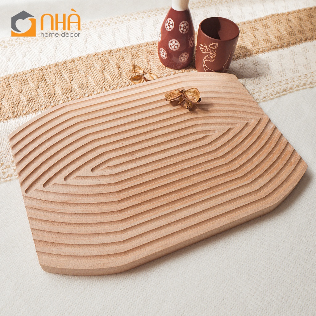 Khay Dĩa Gỗ Sồi Để Bánh Mì Trang Trí Đạo Cụ Chụp Ảnh Kiểu Gợn Sóng