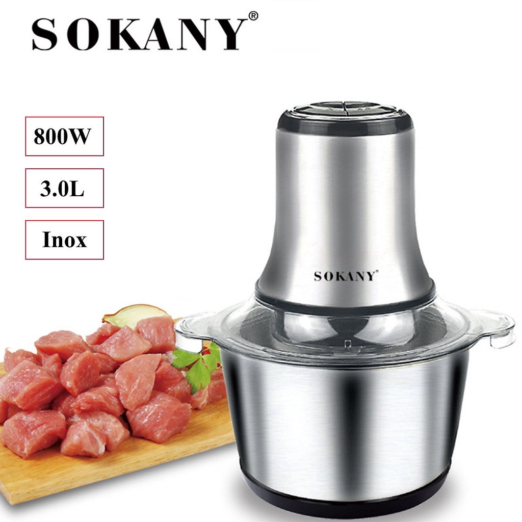 Ảnh Máy xay thịt, sinh tố đa năng cối INOX SOKANY 800W dung tích 3L SK7005A 6 lưỡi dao giúp nhuyễn nhanh thịt, thực phẩm 4