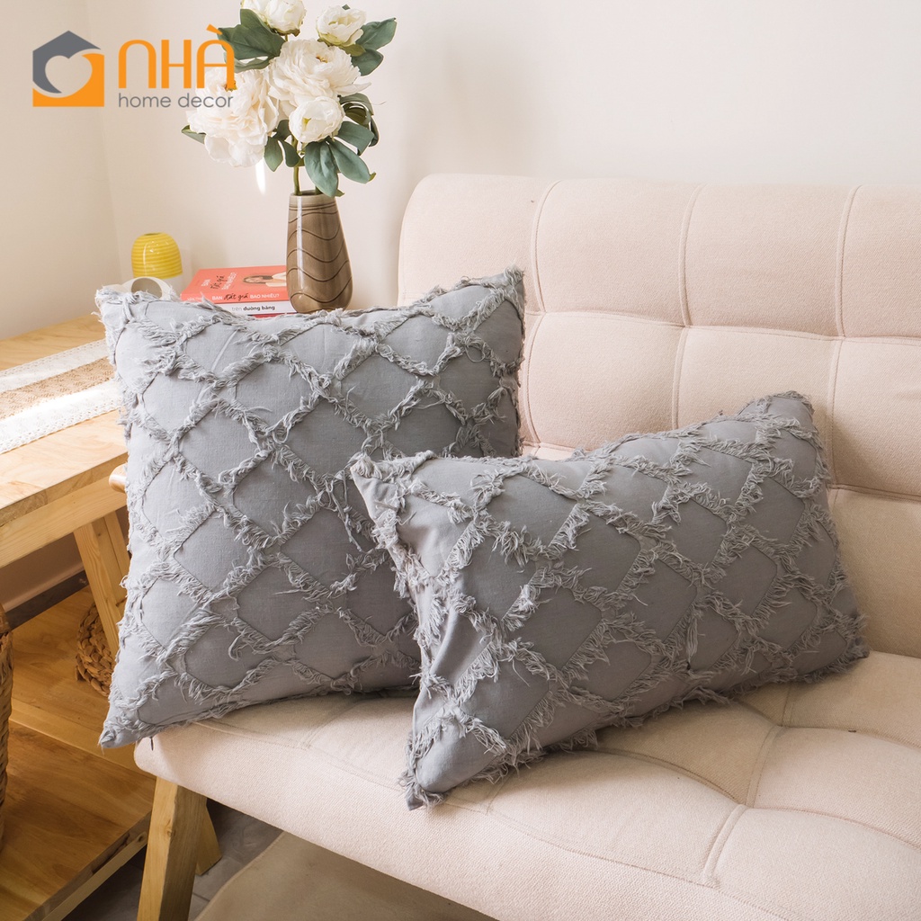 Vỏ Gối Tựa Lưng Gối Sofa Đính Dệt Mạng Lưới Nổi Sang Trọng