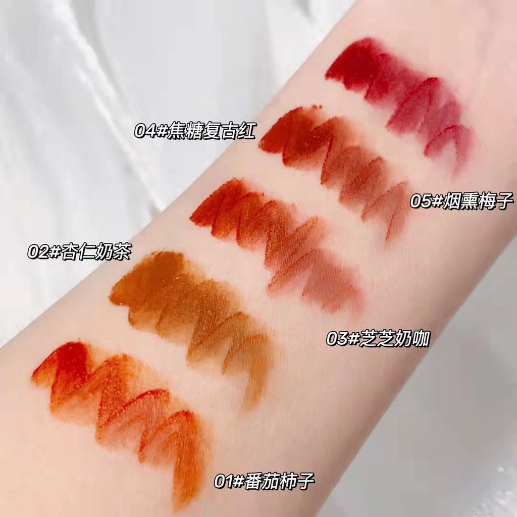 [Hàng mới về] Hộp 5 son kem trang điểm sáng bóng   son bóng cá heo Hàng Nội Địa Trung