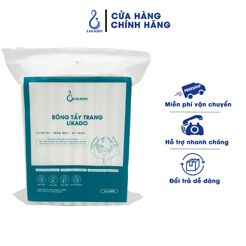 Bông tẩy trang 222 miếng Likado chất liệu Cotton (BTT - 222 miếng)