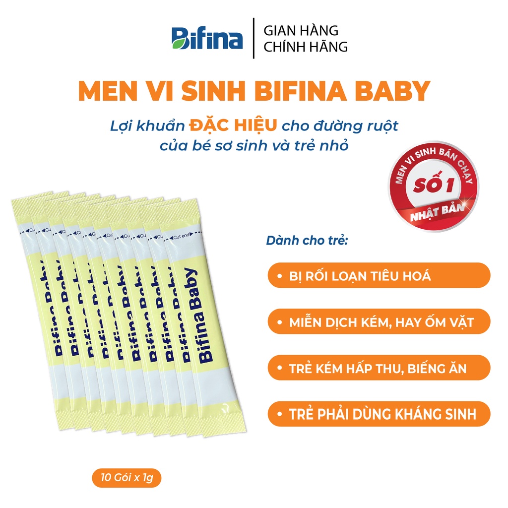 Ảnh Men vi sinh Bifina Baby Nhật Bản - Lẻ 10 và 15 gói (không có hộp)- Hỗ trợ bé ăn ngon, hấp thu tốt, hết táo bón 2