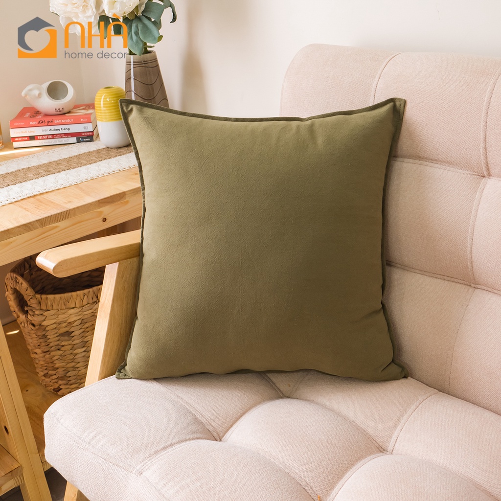 Vỏ Gối Tựa Lưng Gối sofa Cotton Trơn Màu Phong Cách Nhật Bản