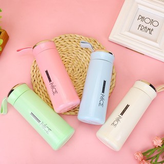 Bình Đựng Nước Lõi Thủy Tinh Bọc Nhựa, Kèm Dây Xách 400ml Thích Hợp Đi Du Lịch, Tập Thể Dục, Để Ô Tô