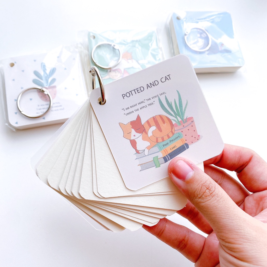 Flashcard Sổ Mini vuông Học từ vựng tiếng anh - nhật - hàn, 80 Tờ - kích thước 7x7cm - Hidari shop | BigBuy360 - bigbuy360.vn