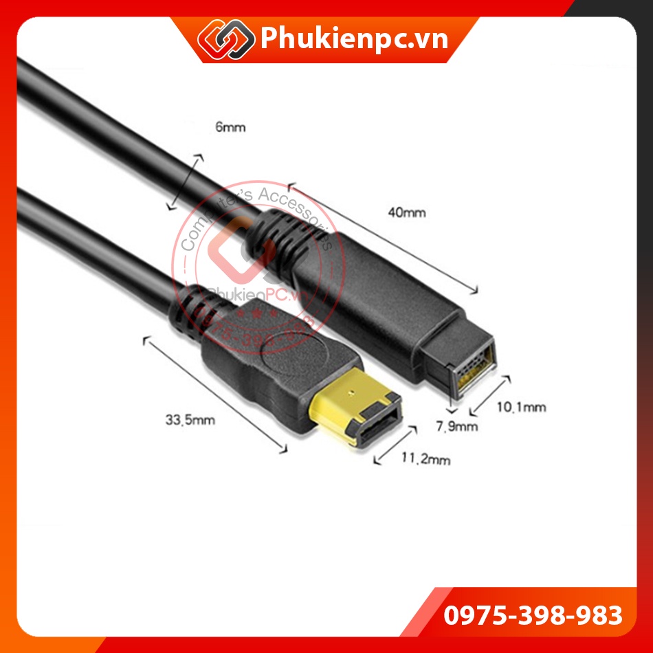 Cáp 1394 Firewire 800-600 nối Máy tính Laptop ra thiết bị thu âm, sound ...