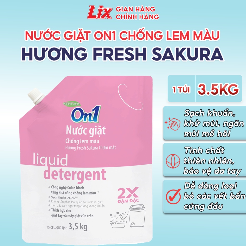 Ảnh Nước giặt xả On1 chống lem màu hương Fresh Sakura 3.5Kg N6403 sạch khuẩn, khử mùi, kết hợp giặt xả 2 trong 1 2