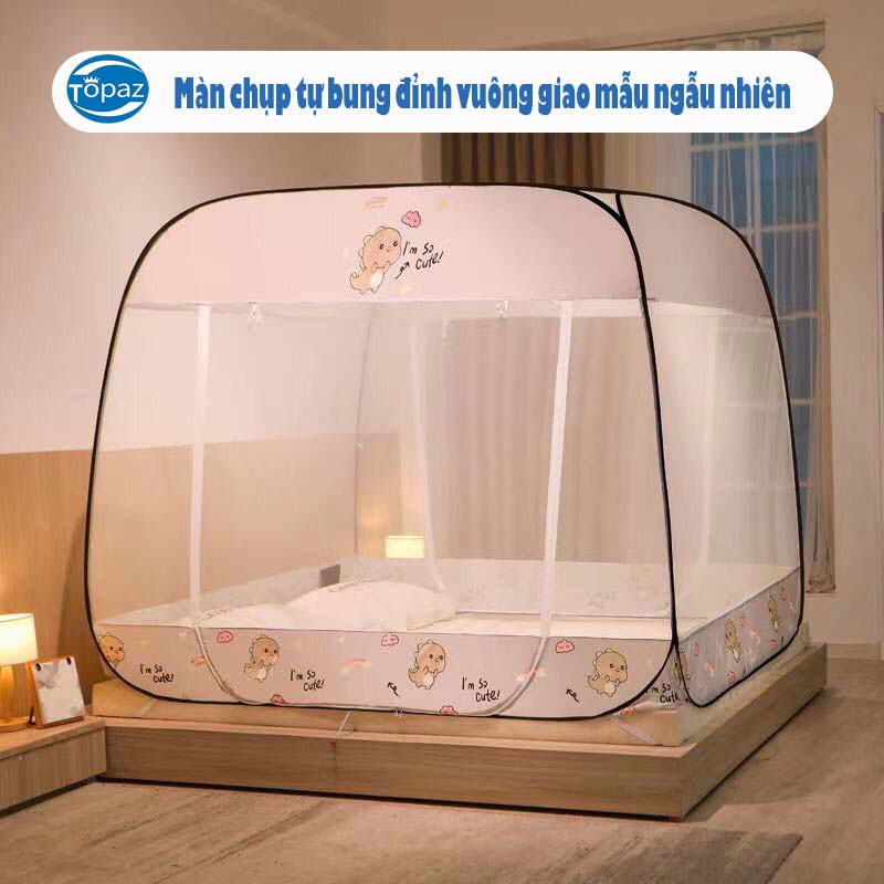 Màn chụp tự bung đỉnh vuông đáy kín cao cấp chính hãng TOPAZ phân phối chống mọi loại muỗi giao màu ngẫu nhiên
