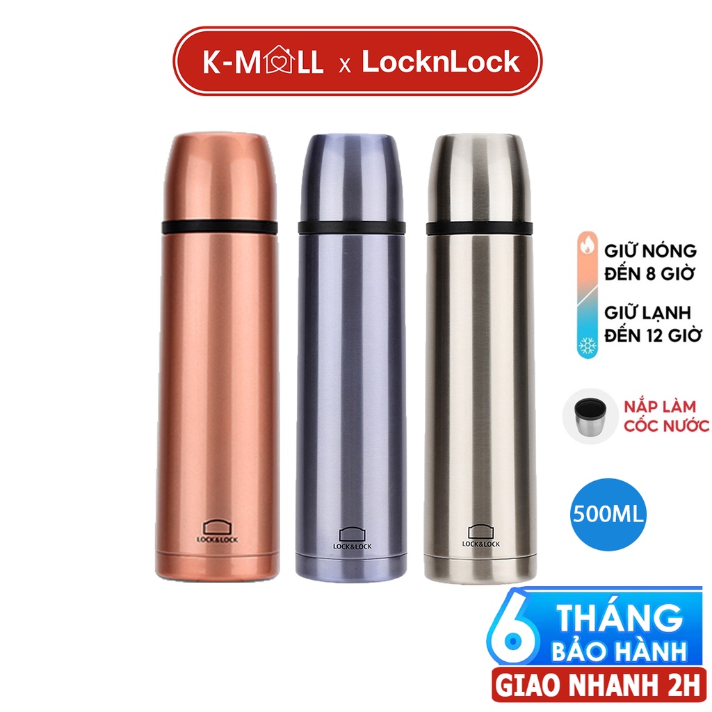 Bình giữ nhiệt LocknLock 500ml Vienna LHC1430 , miệng bình rộng, nắp dùng làm cốc nước uống - K-MALL