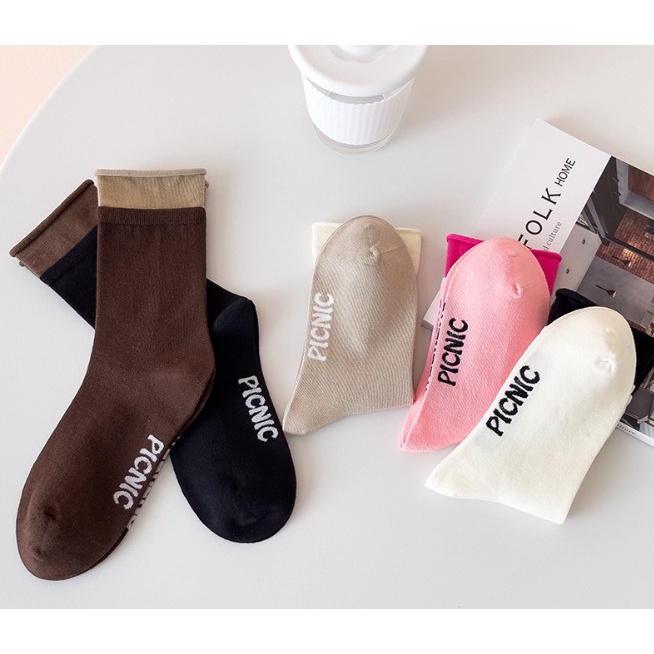 Vớ Tất cotton nữ cổ nhún 2 tầng phong cách Hàn Quốc, trẻ trung, năng động.