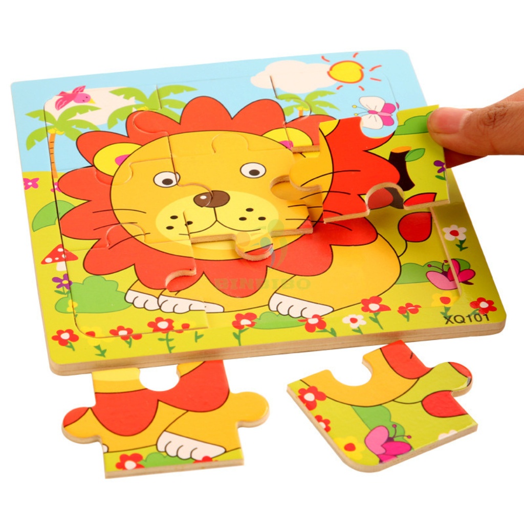 Tranh ghép gỗ cho bé 9 mảnh loại to đẹp kích thước 15x15cm