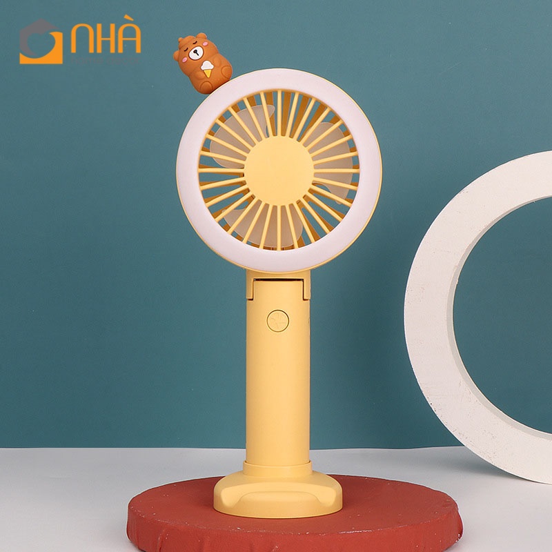 Quạt Mini Cầm Tay Có Đèn Led Viền Quanh